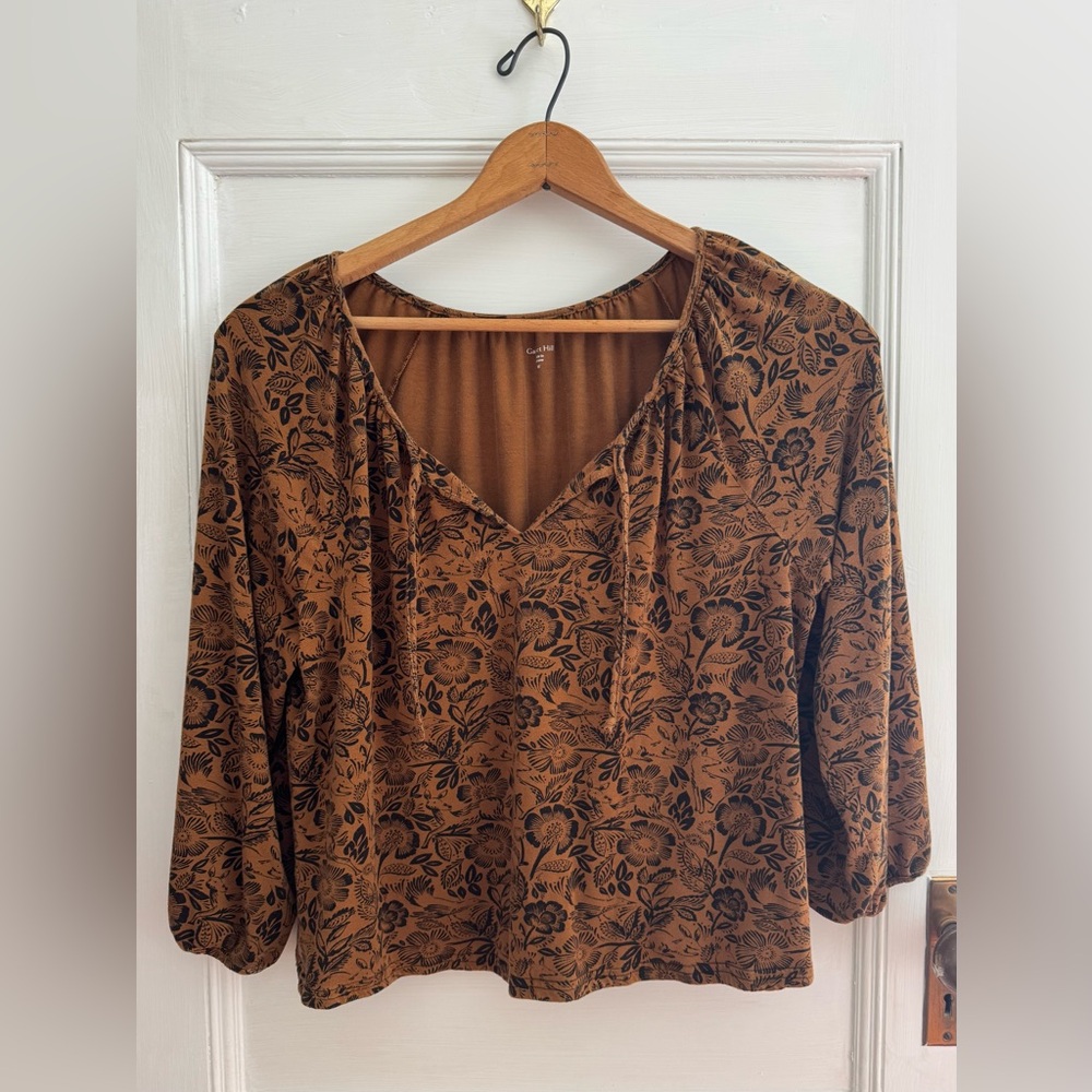 Garnet Hill Brown Floral Blouse